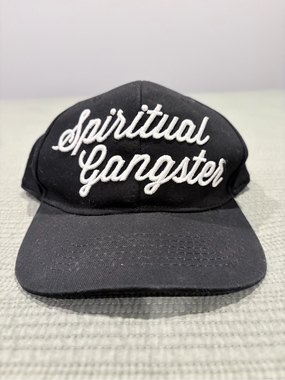 Spiritual Gangster Black Cap with White Script Logo